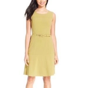 Nine West Green Sleeveless Belted A-line